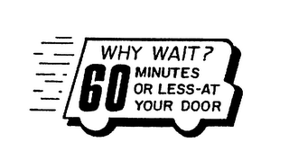 WHY WAIT? 60 MINUTES OR LESS-AT YOUR DOOR logo