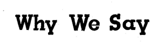 WHY WE SAY logo