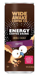 WIDE AWAKE COFFEE CO. ENERGY COFFEE DRINK DOUBLE ENERGY COFFEE logo