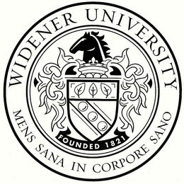 WIDENER UNIVERSITY MENS SANA IN CORPORESANO FOUNDED 1821 logo