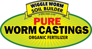 WIGGLE WORM SOIL BUILDER A LITTLE DOES A LOT! PURE WORM CASTINGS ORGANIC FERTILIZER logo