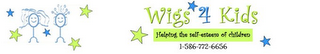 WIGS 4 KIDS HELPING THE SELF-ESTEEM OF CHILDREN 1-586-772-6656 logo