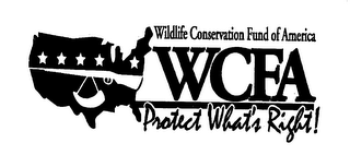 WILDLIFE CONSERVATION FUND OF AMERICA WCFA PROTECT WHAT'S RIGHT! logo