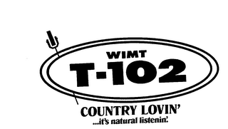 WIMT T-102 COUNTRY LOVIN'... IT'S NATURAL LISTENIN'. logo