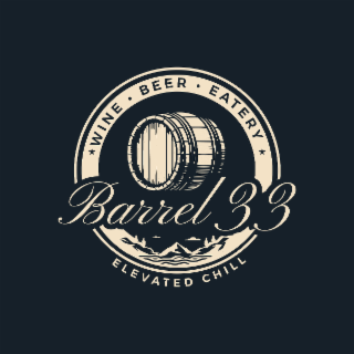 WINE · BEER · EATERY BARREL 33 ELEVATED CHILL logo