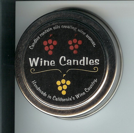 WINE CANDLES CANDLES CONTAIN OILS CREATING WINE AROMAS. HANDMADE IN CALIFORNIA'S WINE COUNTRY. logo