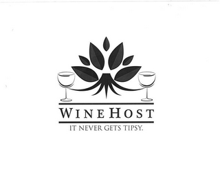 WINE HOST IT NEVER GETS TIPSY. logo