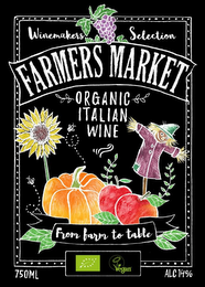 WINEMAKERS SELECTION FARMERS MARKET ITALIAN ORGANIC WINE FROM FARM TO TABLE VEGAN 750ML ALC 14% logo