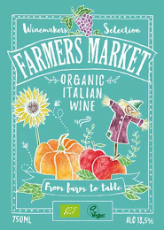 WINEMAKERS SELECTION FARMERS MARKET ORGANIC ITALIAN WINE FROM FARM TO TABLE VEGAN 750ML ALC 13.5% logo