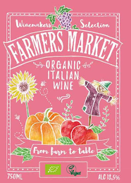 WINEMAKERS SELECTION FARMERS MARKET ORGANIC ITALIAN WINE FROM FARM TO TABLE VEGAN 750ML ALC 13.5% logo