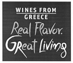 WINES FROM GREECE REAL FLAVOR. GREAT LIVING logo