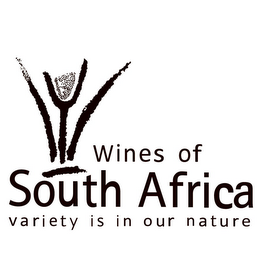 WINES OF SOUTH AFRICA VARIETY IS IN OUR NATURE logo