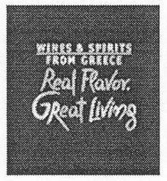 WINES & SPIRITS FROM GREECE REAL FLAVOR. GREAT LIVING logo