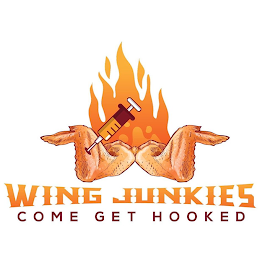 WING JUNKIES COME GET HOOKED logo