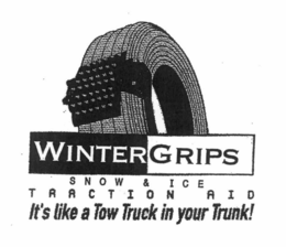 WINTER GRIPS SNOW & ICE  T R A C T I O N  A I D  IT'S LIKE A TOW TRUCK IN YOUR TRUCK! logo