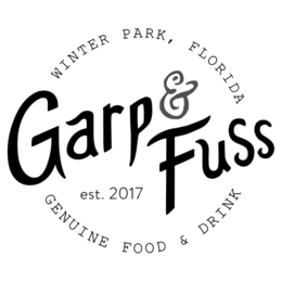 WINTER PARK, FLORIDA GARP & FUSS EST. 2017 GENUINE FOOD & DRINK logo