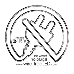 WIRE-FREE LED NO WIRES! NO PLUGS! WWW.WIRE-FREELED.COM logo