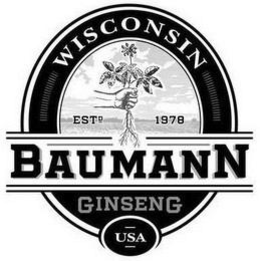 WISCONSIN ESTD 1978 BAUMANN GINSENG USA logo