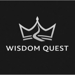 "WISDOM QUEST" IN UPPERCASE LETTERS. logo