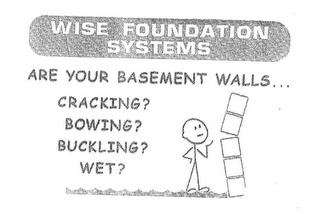 WISE FOUNDATION SYSTEMS ARE YOUR BASEMENT WALLS... CRACKING? BOWING? BUCKLING? WET? logo