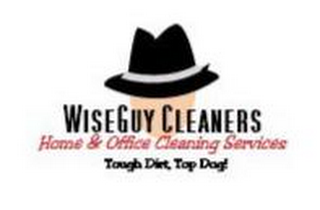 WISEGUY CLEANERS HOME & OFFICE CLEANING SERVICES TOUGH DIRT, TOP DOG! logo