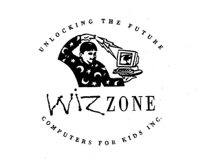 WIZ ZONE UNLOCKING THE FUTURE COMPUTERS FOR KIDS INC. logo