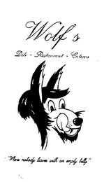 WOLF'S DELI - RESTAURANT - CATERERS "WHERE NOBODY LEAVES WITH AN EMPTY BELLY" logo