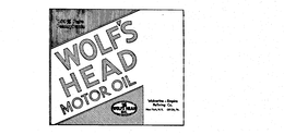 WOLF'S HEAD MOTOR OIL 100% PURE PENNSYLVANIA WOLVERINE-EMPIRE REFINING CO. NEW YORK, N.Y.. OIL CITY P.A. logo