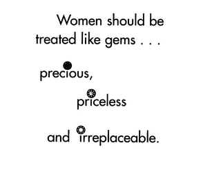 WOMEN SHOULD BE TREATED LIKE GEMS. . . PRECIOUS, PRICELESS AND IRREPLACEABLE. logo