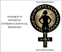 WOMEN'S SPORTS INTERNATIONAL EMBLEM WOMEN ATHLETES WORLDWIDE UNDER A SINGLE VISUAL BANNER LDJ logo