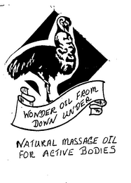 WONDER OIL FROM DOWN UNDER NATURAL MASSAGE OIL FOR ACTIVE BODIES logo