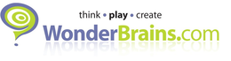 ? WONDERBRAINS.COM THINK PLAY CREATE logo