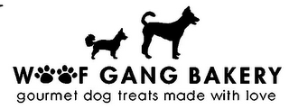 WOOF GANG BAKERY GOURMET DOG TREATS MADE WITH LOVE logo