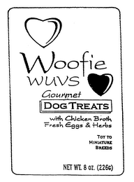 WOOFIE WUVS GOURMET DOG TREATS WITH CHICKEN BROTH FRESH EGGS & HERBS logo