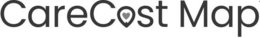WORDS CARECOST MAP WITH AN INVERTED DROPLET IN PLACE OF "O" AND INSIDE THE INVERTED DROPLET IS A HEART. logo