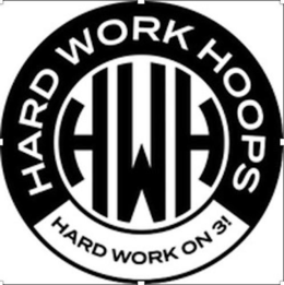WORK HARD HARD WORK ON 3! HOOPS logo