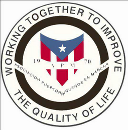WORKING TOGETHER TO IMPROVE THE QUALITY OF LIFE 1970 APM logo
