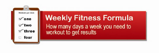 WORKOUTS PER WEEK ONE TWO THREE FOUR WEEKLY FITNESS FORMULA HOW MANY DAYS A WEEK YOU NEED TO WORKOUT TO GET RESULTS logo