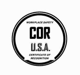 WORKPLACE SAFETY COR U.S.A CERTIFICATE OF RECOGNITION logo