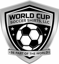 WORLD CUP SOCCER SHIRTS, LLC BE PART OF THE WORLD logo