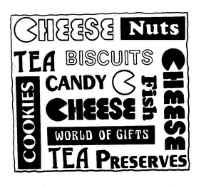 WORLD OF GIFTS CHEESE NUTS TEA BISCUITS COOKIES CANDY FISH PRESERVES logo