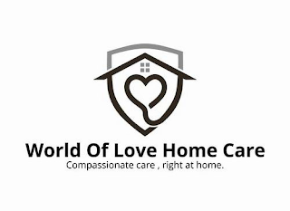 WORLD OF LOVE HOME CARE COMPASSIONATE CARE, RIGHT AT HOME. logo