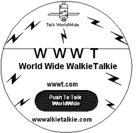 WORLD WIDE WALKIE TALKIE, WWWT, WWWALKIETALKIE.COM WWWT.COM PUSH TO TALK WORLDWIDE logo