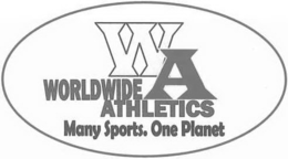 WORLDWIDE ATHLETIC, WA, MANY SPORTS.ONE PLANET logo