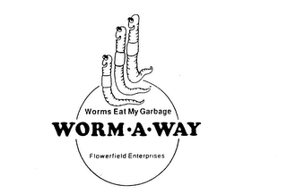 WORM-A-WAY WORMS EAT MY GARBAGE FLOWERFIELD ENTERPRISES logo