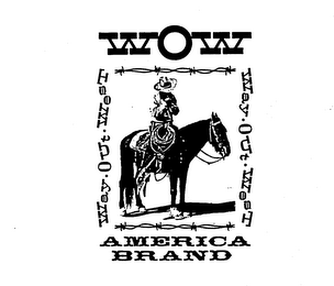 WOW WAY OUT WEST AMERICA BRAND logo