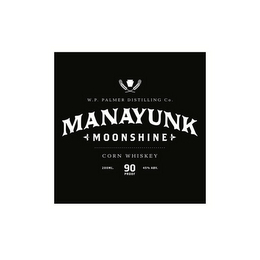 W.P. PALMER DISTILLING CO. MANAYUNK MOONSHINE CORN WHISKEY 200ML. 90 PROOF 45% ABV. logo