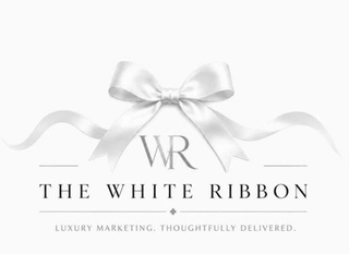WR THE WHITE RIBBON LUXURY MARKETING. THOUGHTFULLY DELIVERED. logo