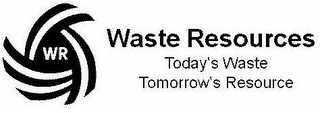 WR WASTE RESOURCES TODAY'S WASTE TOMORROW'S RESOURCE logo