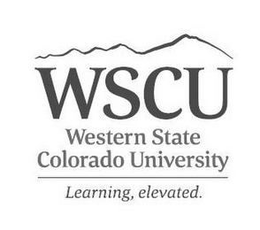 WSCU WESTERN STATE COLORADO UNIVERSITY LEARNING, ELEVATED. logo